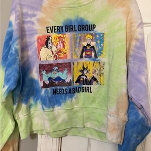 Disney Tie-Dye Sweatshirt with Villains Graphic - Blue, Green, Purple, Yellow